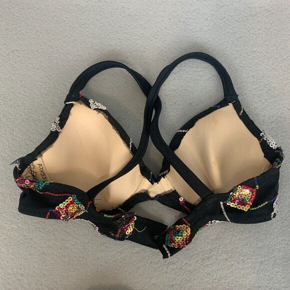 Mara Dancewear 32A Black Sequin Dance Bra Top Festival Clubwear Performance - Picture 3 of 6